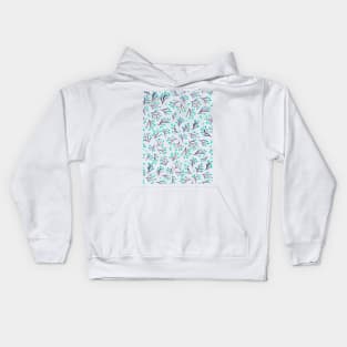 Watercolor winter flowers - indigo and aqua Kids Hoodie